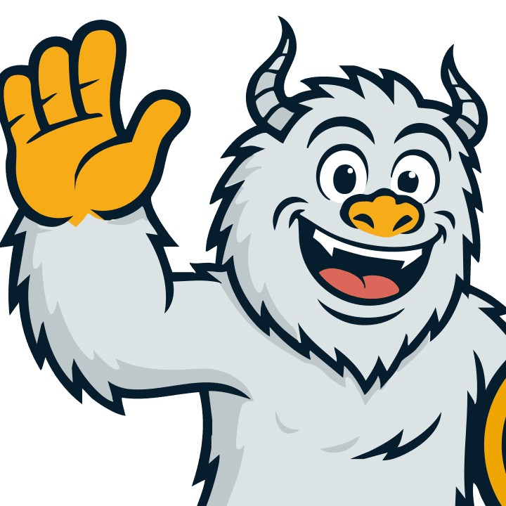 Tri Peaks Electric yeti mascot waving — emergency electrician Bailey CO
